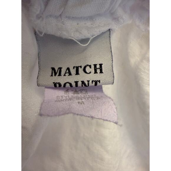 Match Point Linen Wide Leg Fringed Pants Women’s Size M White Boho Beach Pockets - Picture 4 of 5